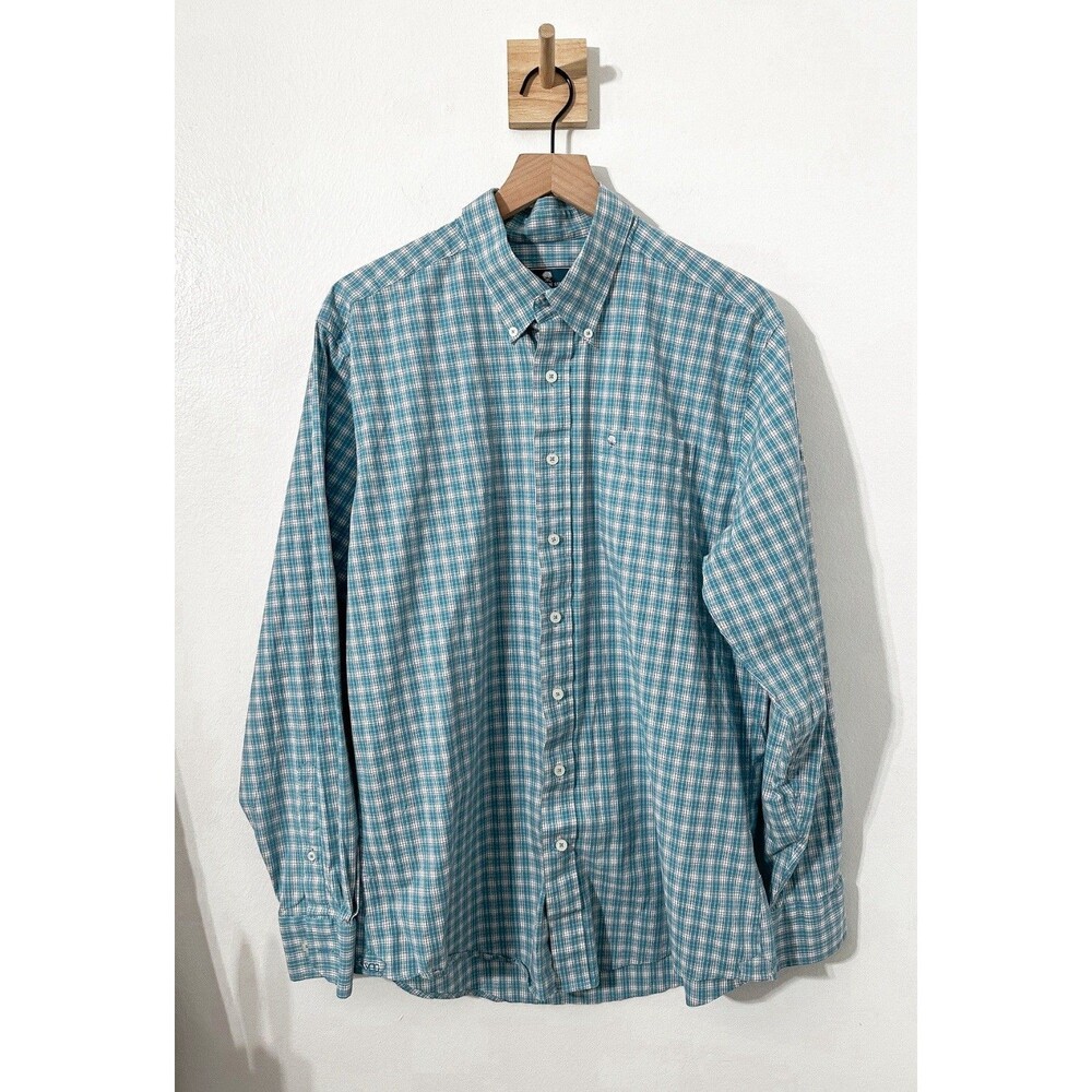 Mens Southern Shirt Company Blue Plaid Button Down Dress Shirt Large